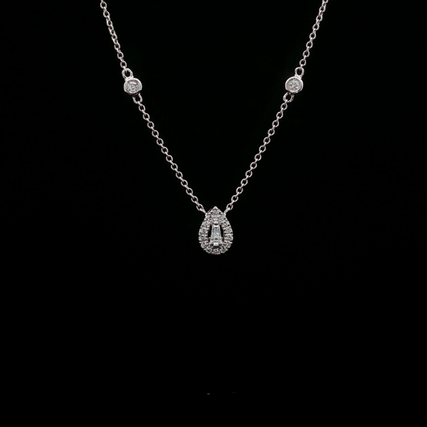 Pear-Cut Diamond Halo Pendant Pendant & Earrings