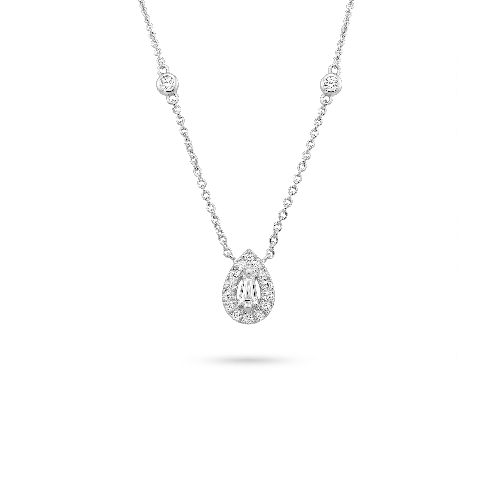 Pear-Cut Diamond Halo Pendant Pendant & Earrings