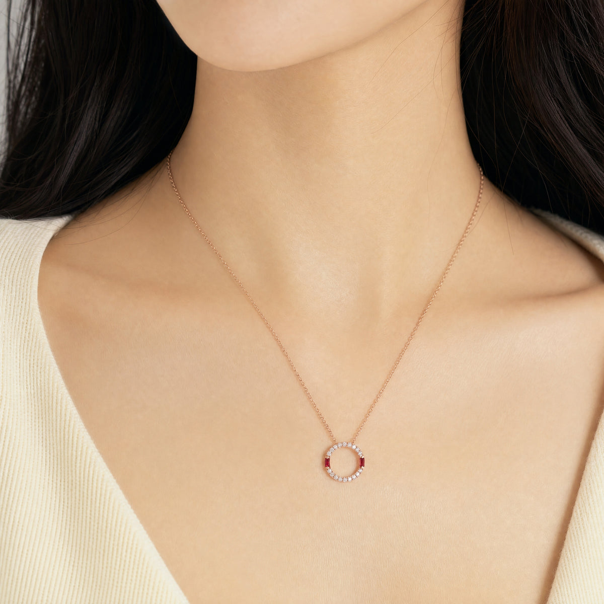 Round Diamond Pendant - Ruby, Sapphire
