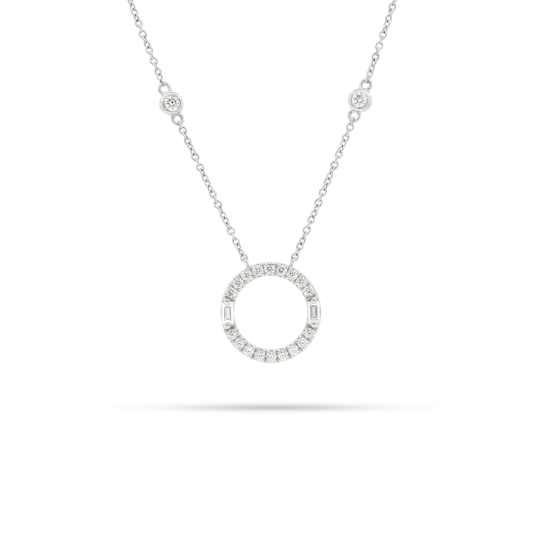Circle Baguette Round Diamond Pendant