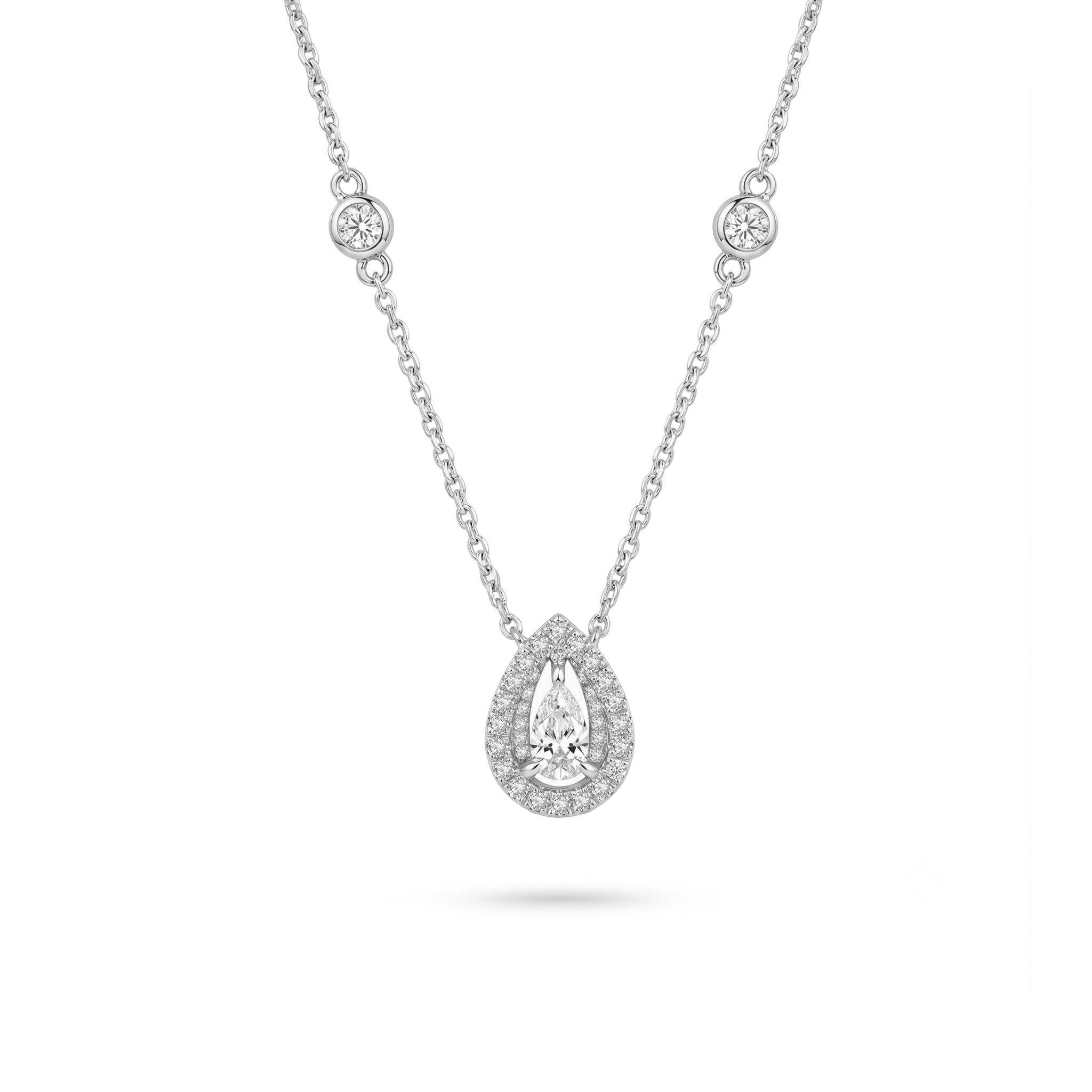 Pear Diamond Halo Pendant