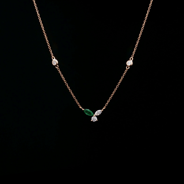 Leaf Emerald Marquise Diamond Pendant