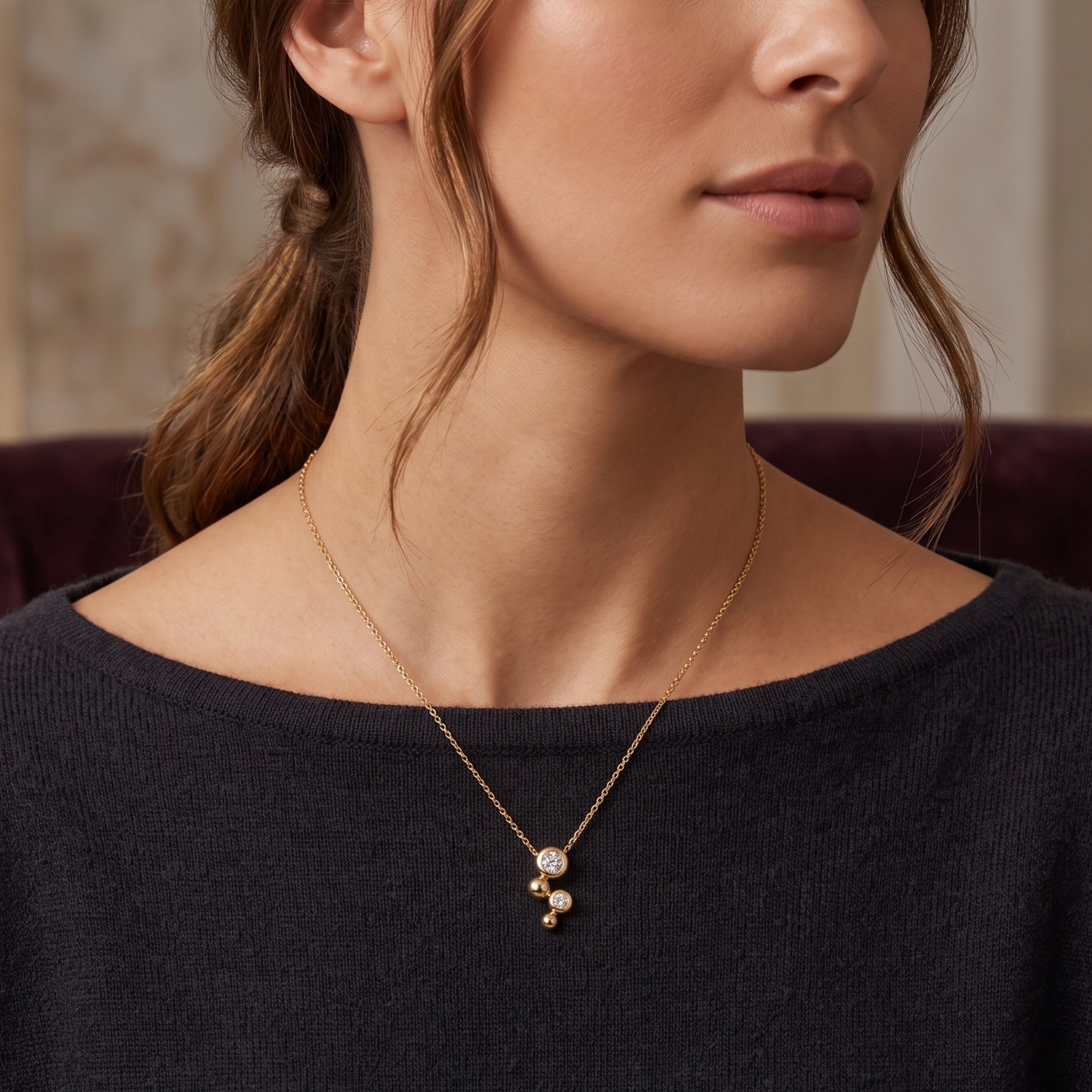 Bezel Drop Round Diamond Pendant