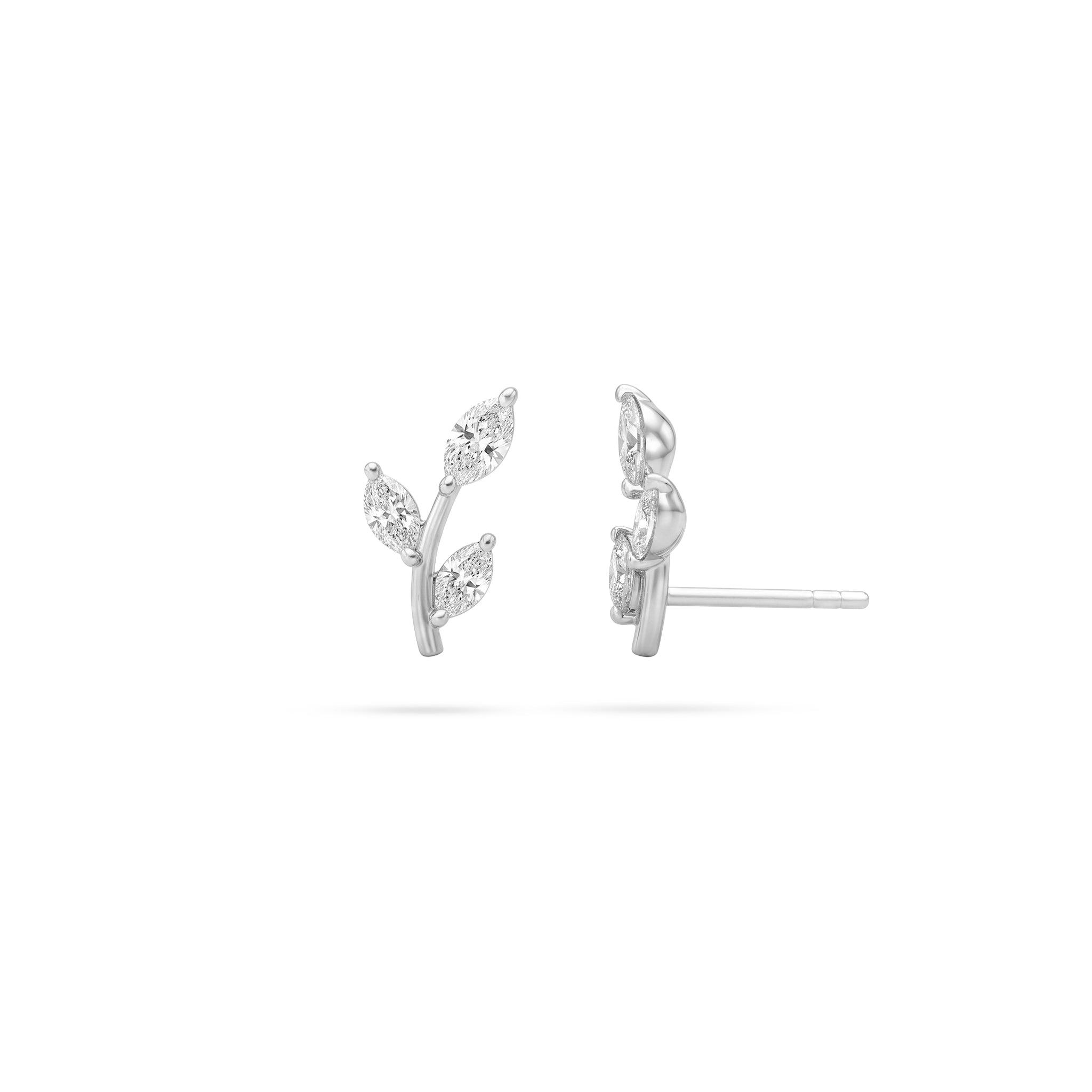 Mini Leaf Marquise Diamond Earrings