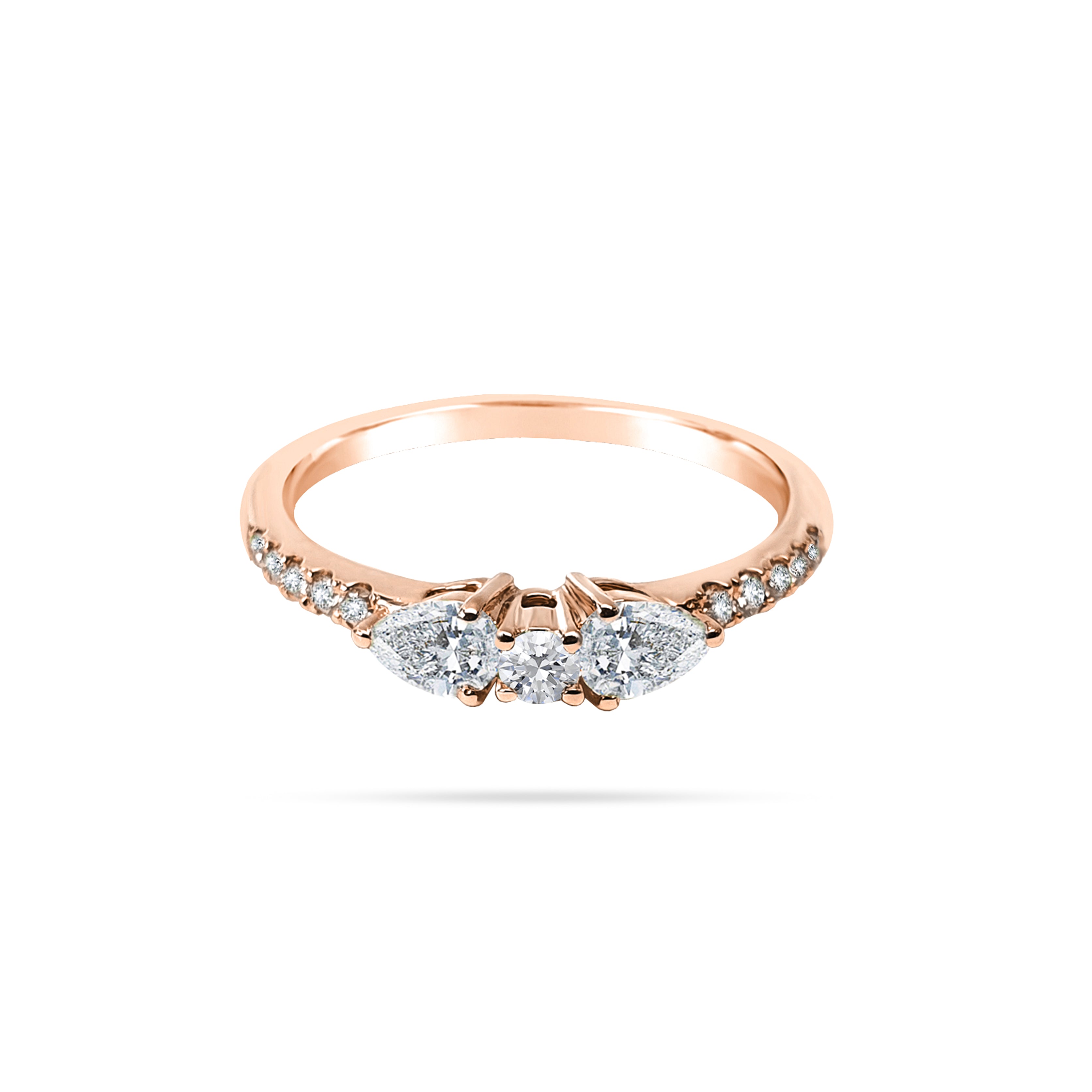 Trio Pear Round Diamond Ring