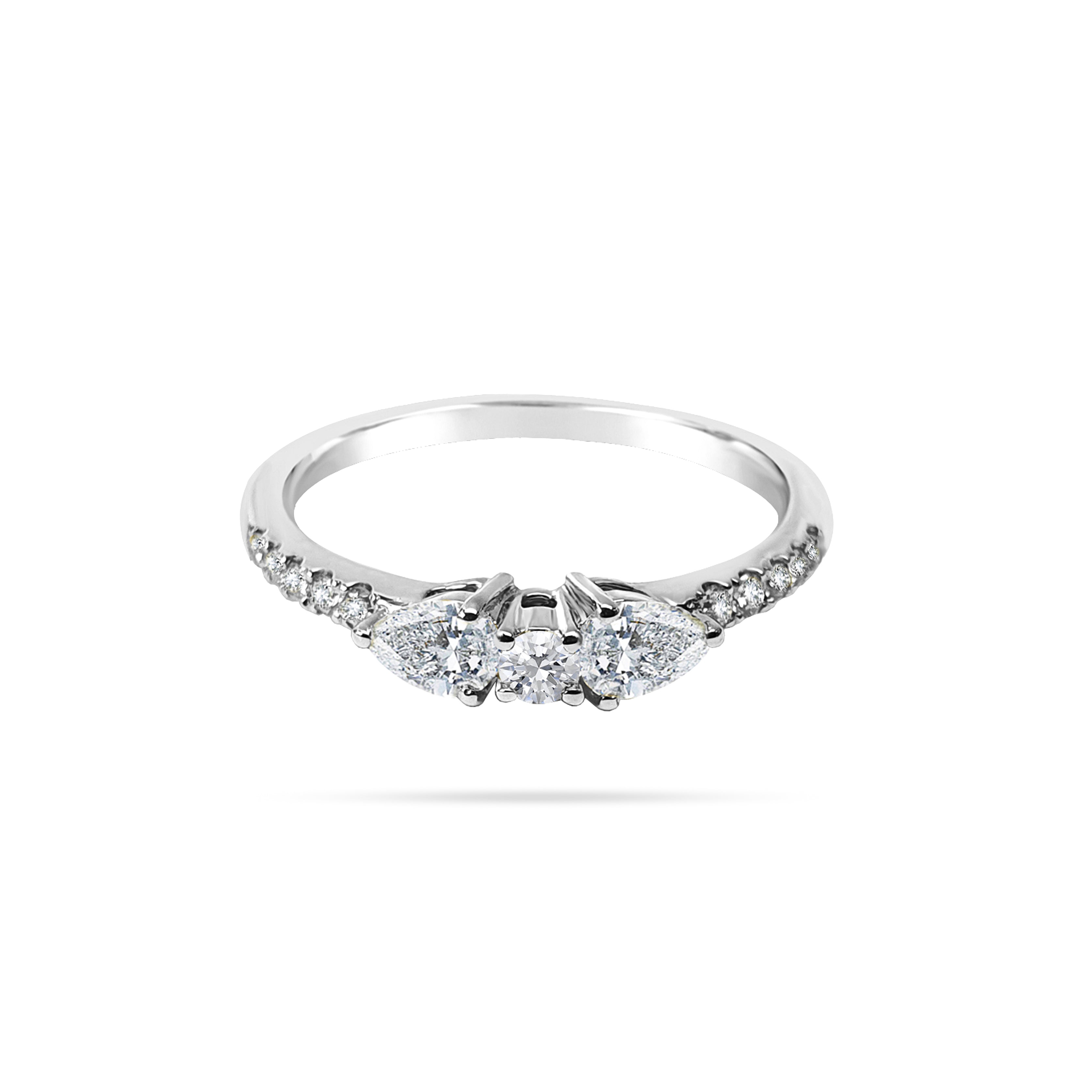 Trio Pear Round Diamond Ring