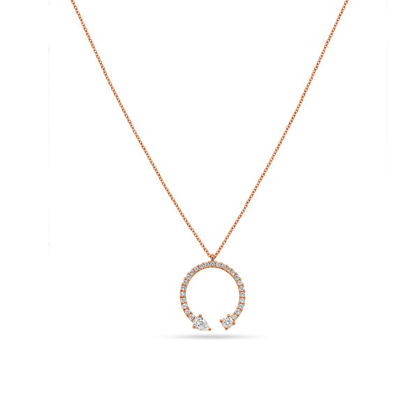 Arc Pear Round Diamond Pendant