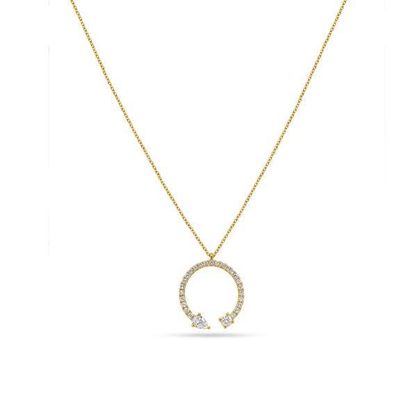 Arc Pear Round Diamond Pendant