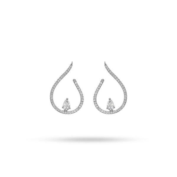 Round and Pear Diamond Arc Earrings