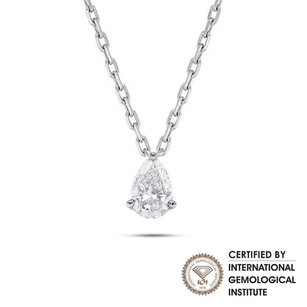 Pear Natural Diamond Solitaire Pendant