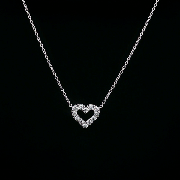 Petite Heart-Shaped Round Diamond Pendant