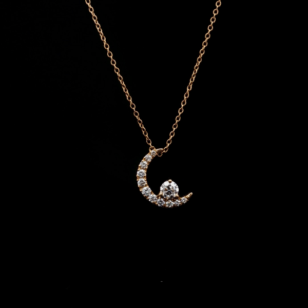Moon Shaped Round Diamond Pendant