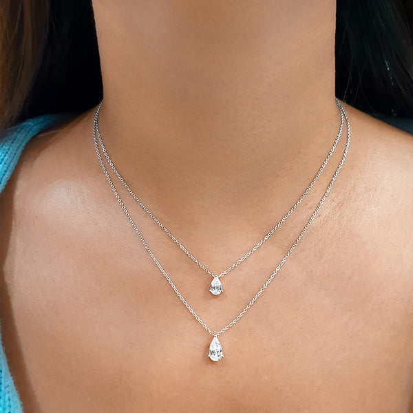 diamond pear solitaire pendant