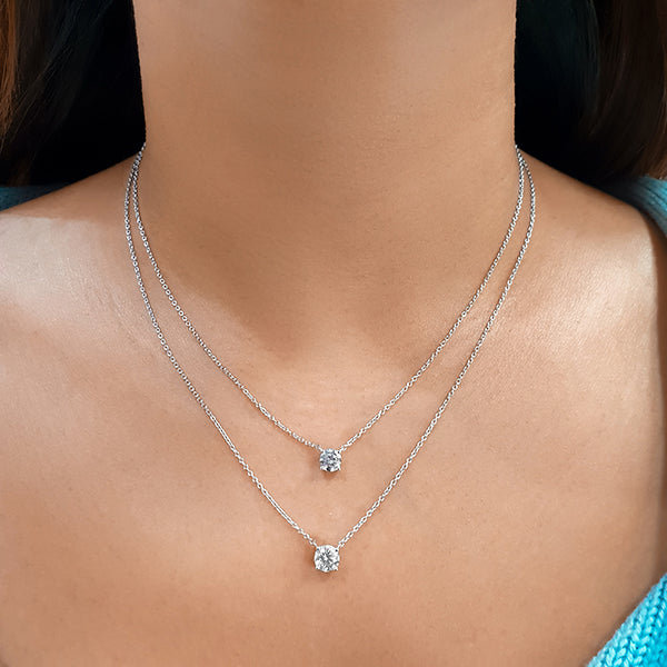 Round Natural Diamond Solitaire Pendant