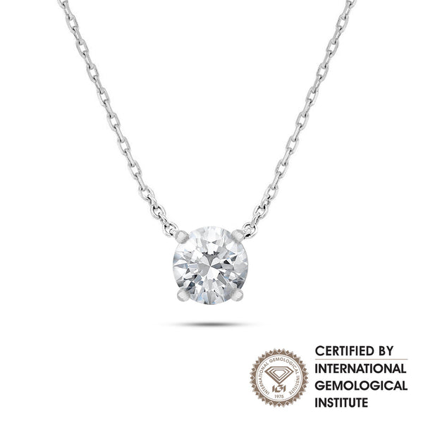 Round Natural Diamond Solitaire Pendant