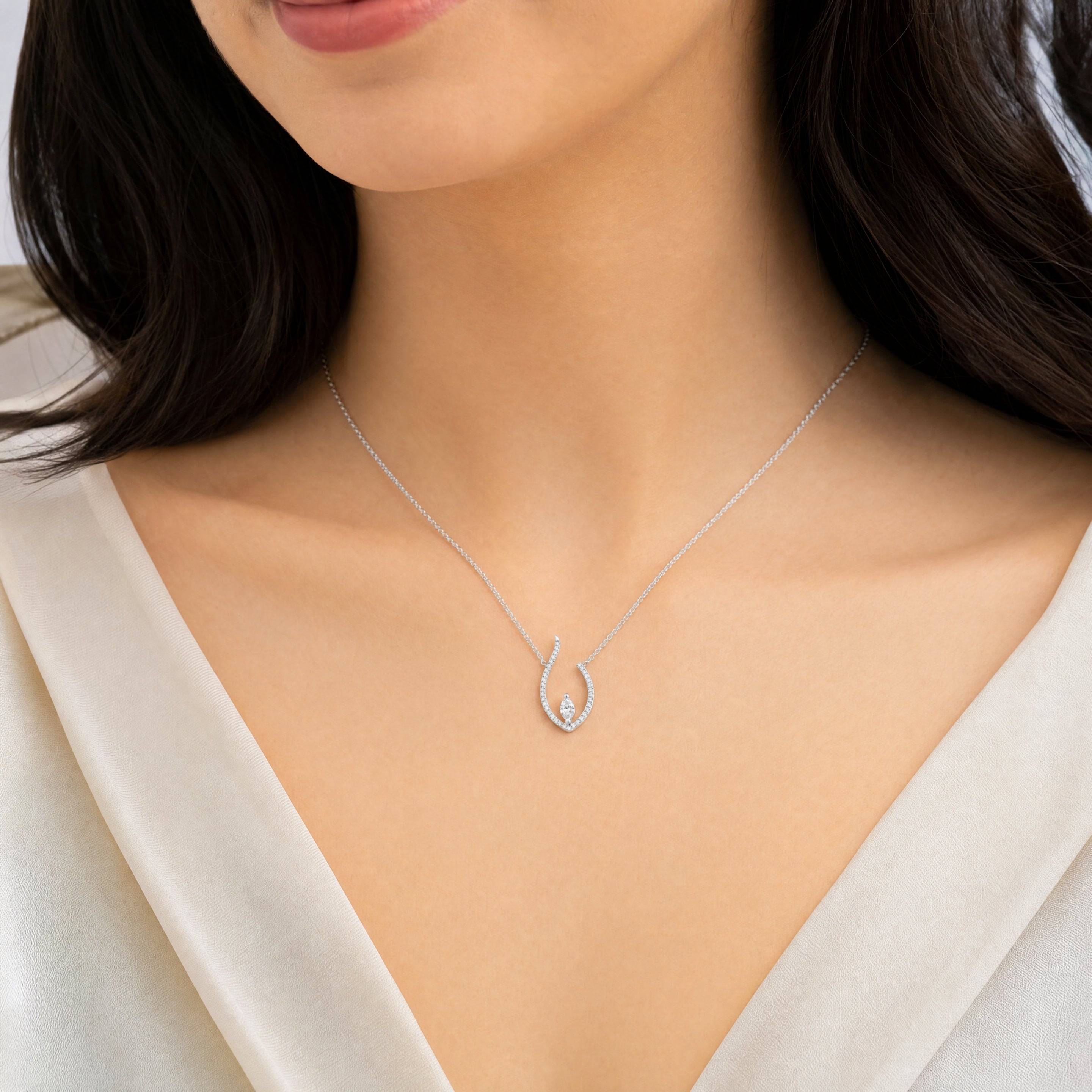 Marquise Round Diamond Pendant