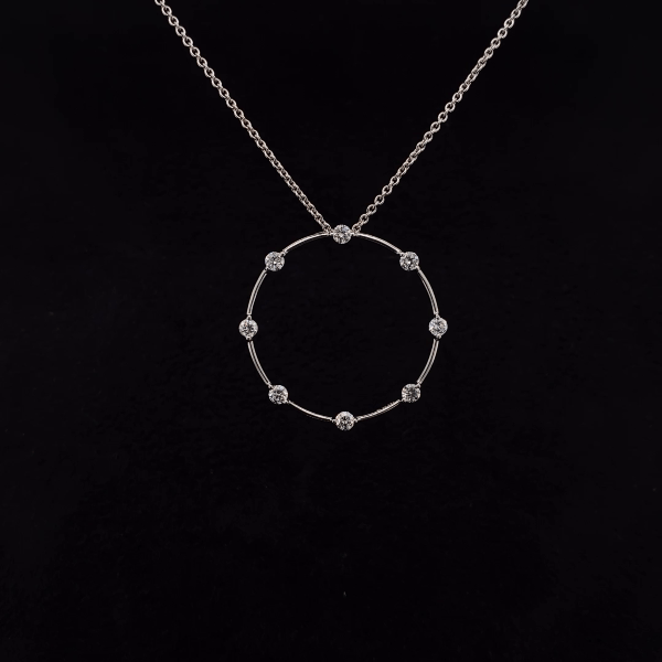 Link Round Diamond Pendant