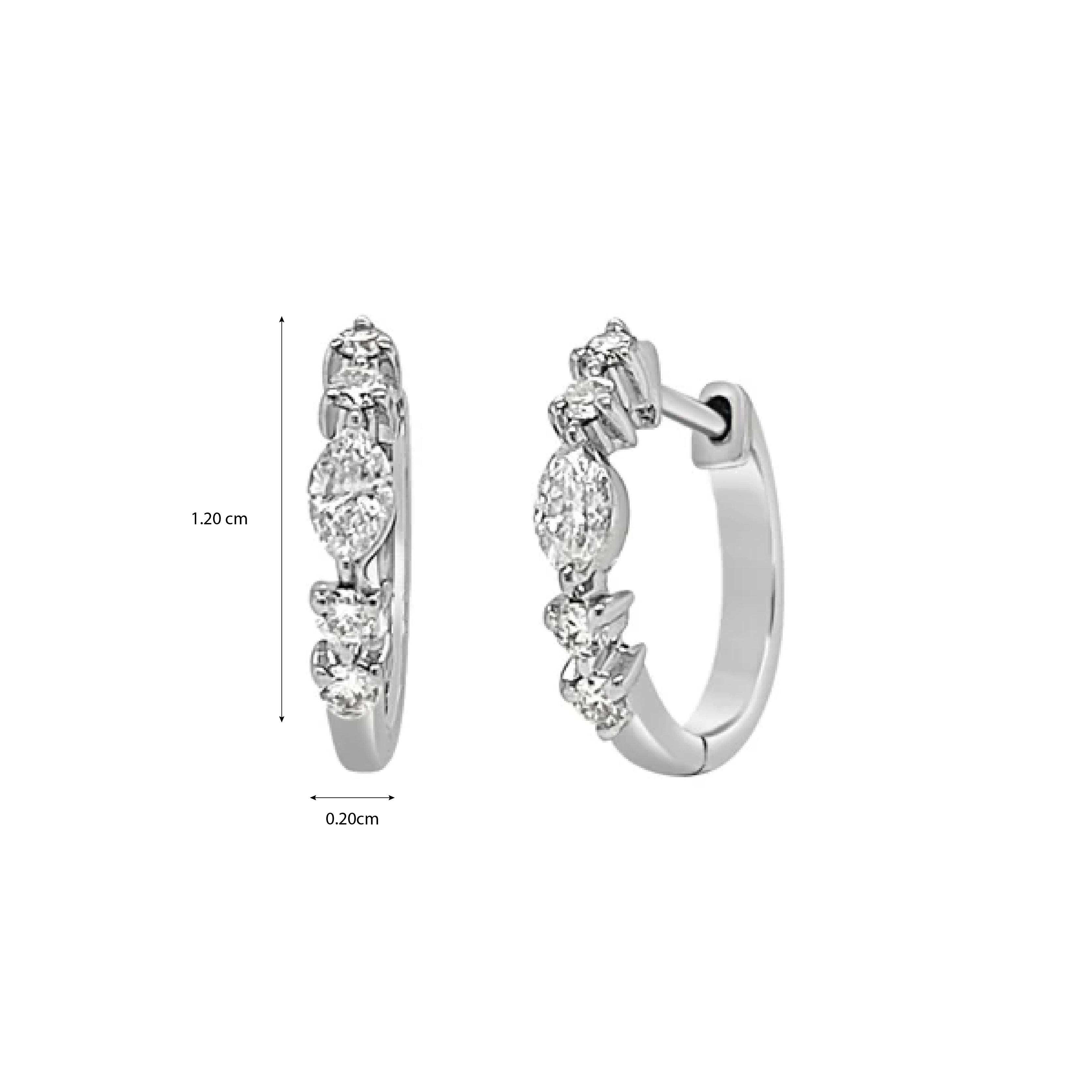 Huggie Marquise Round Diamond Earrings