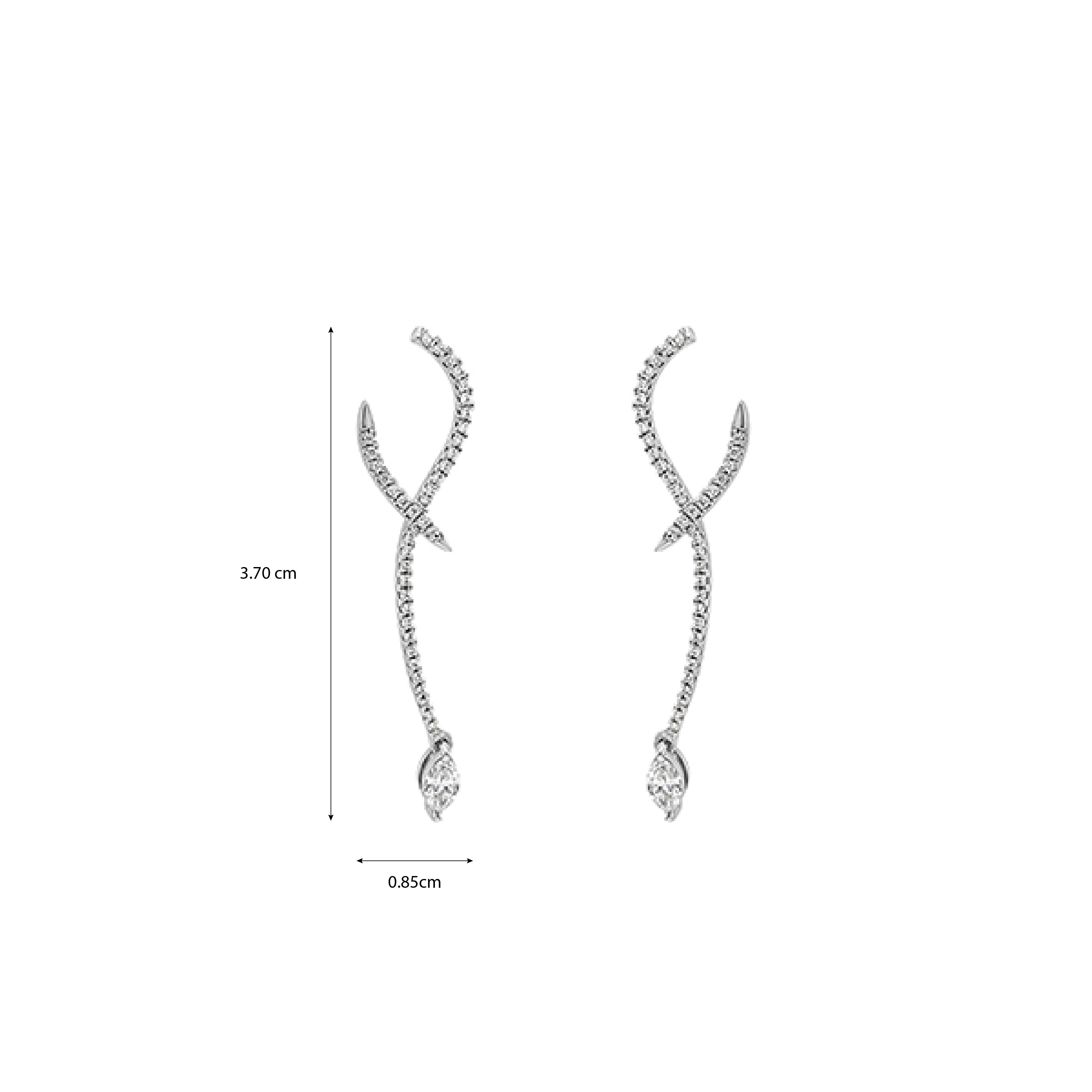 Sleek Round and Marquise Diamond Earrings