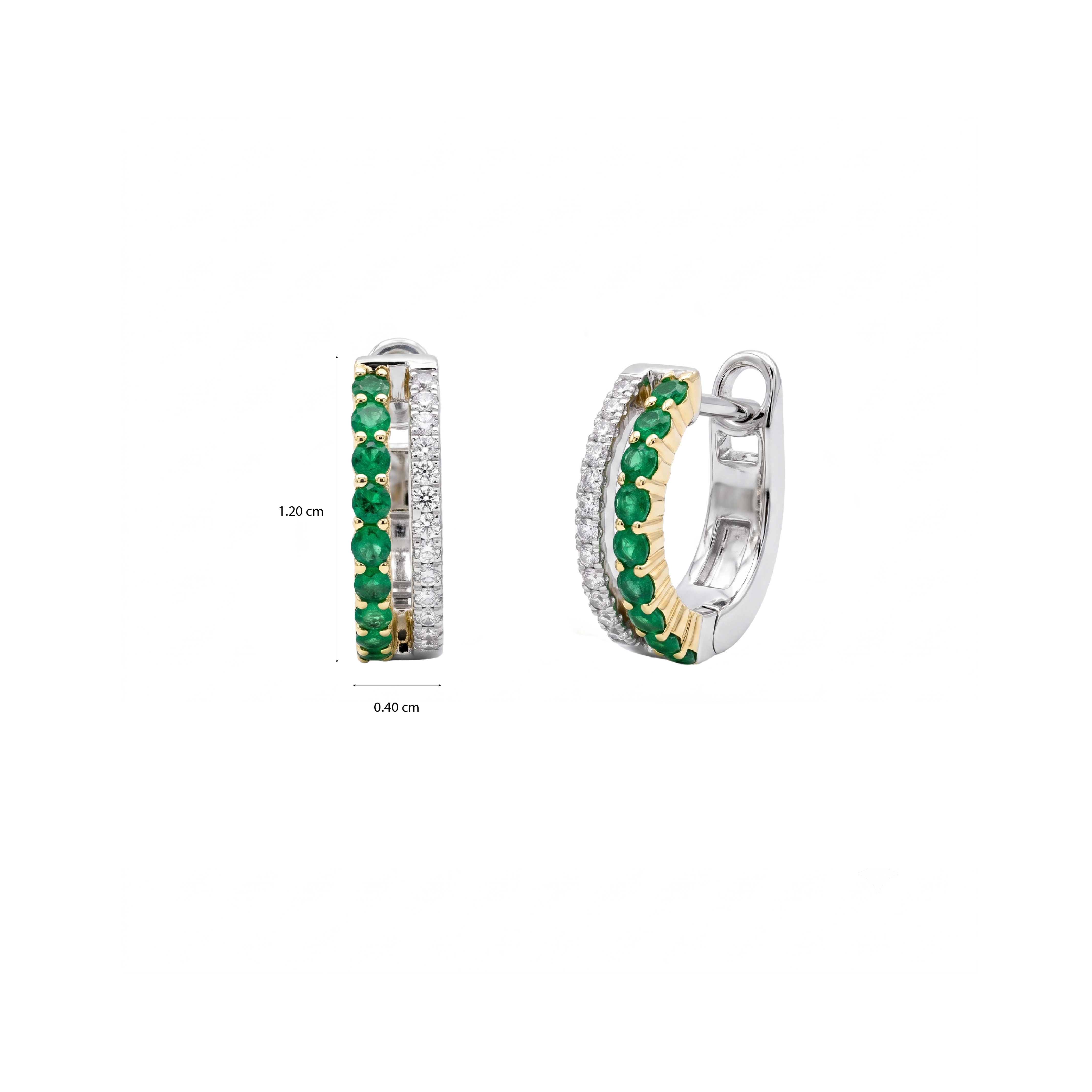 Round Diamond Hoop Earrings - Ruby, Emerald, Sapphire