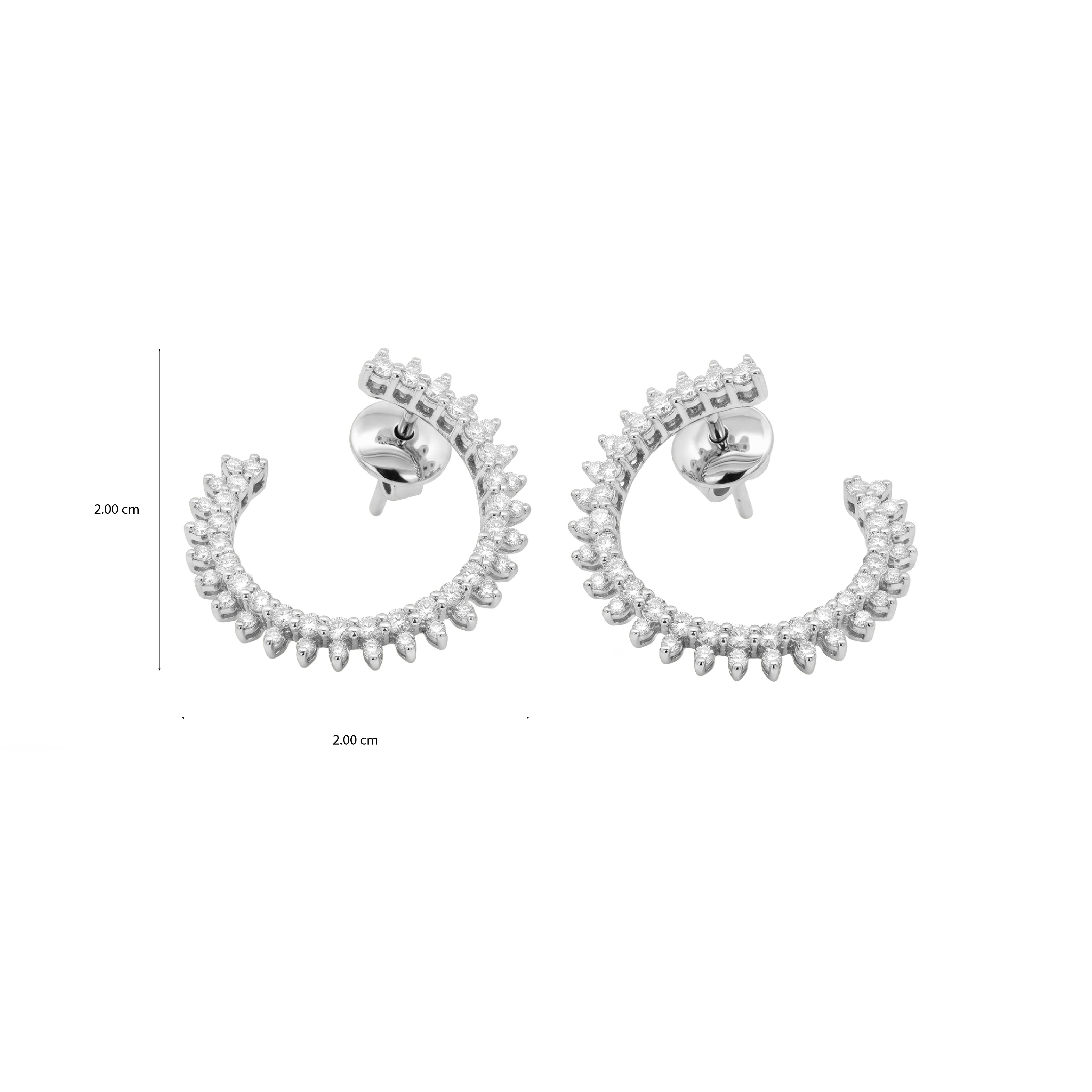 Curved Round Diamond Earrings