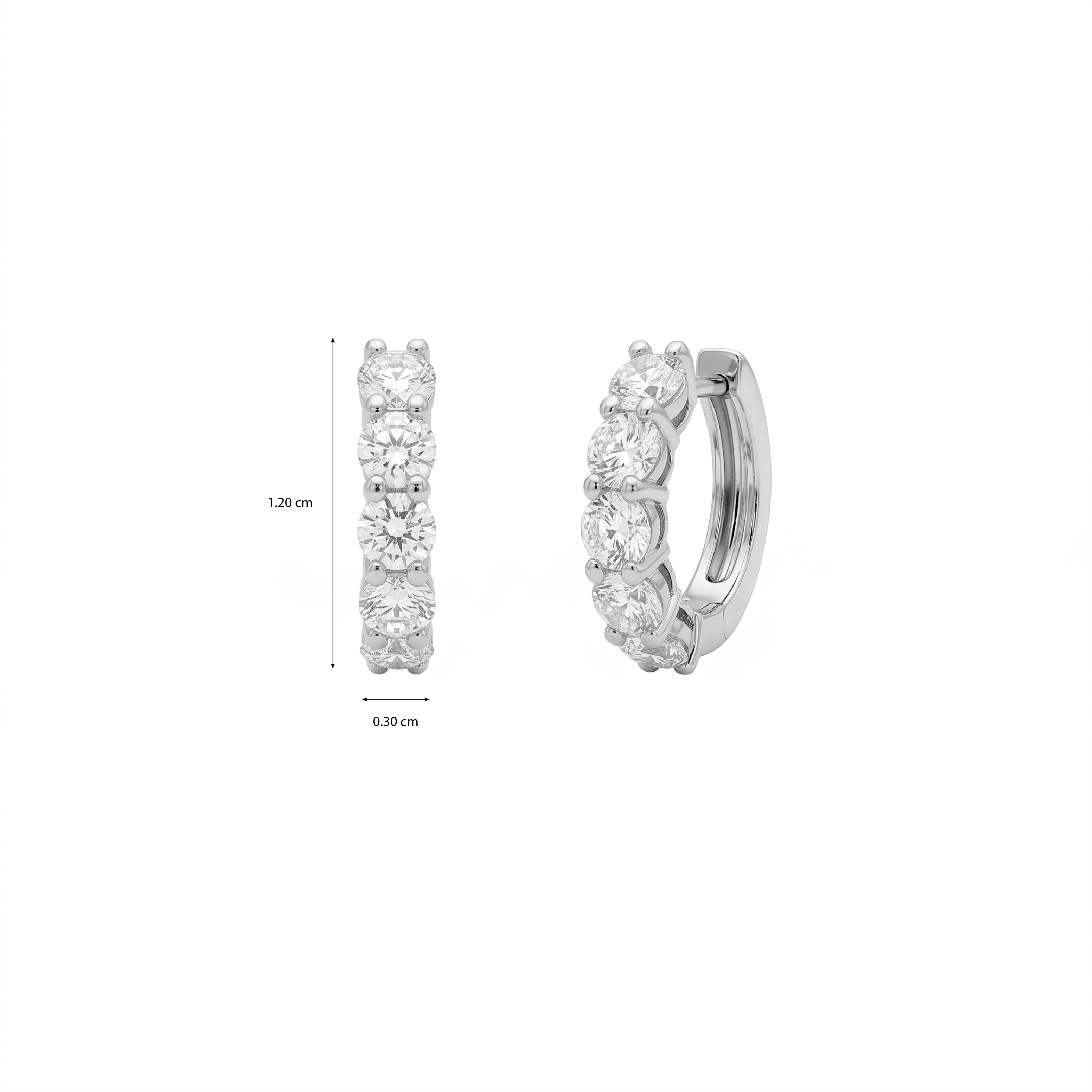 Huggie Round Diamond Hoop Earrings
