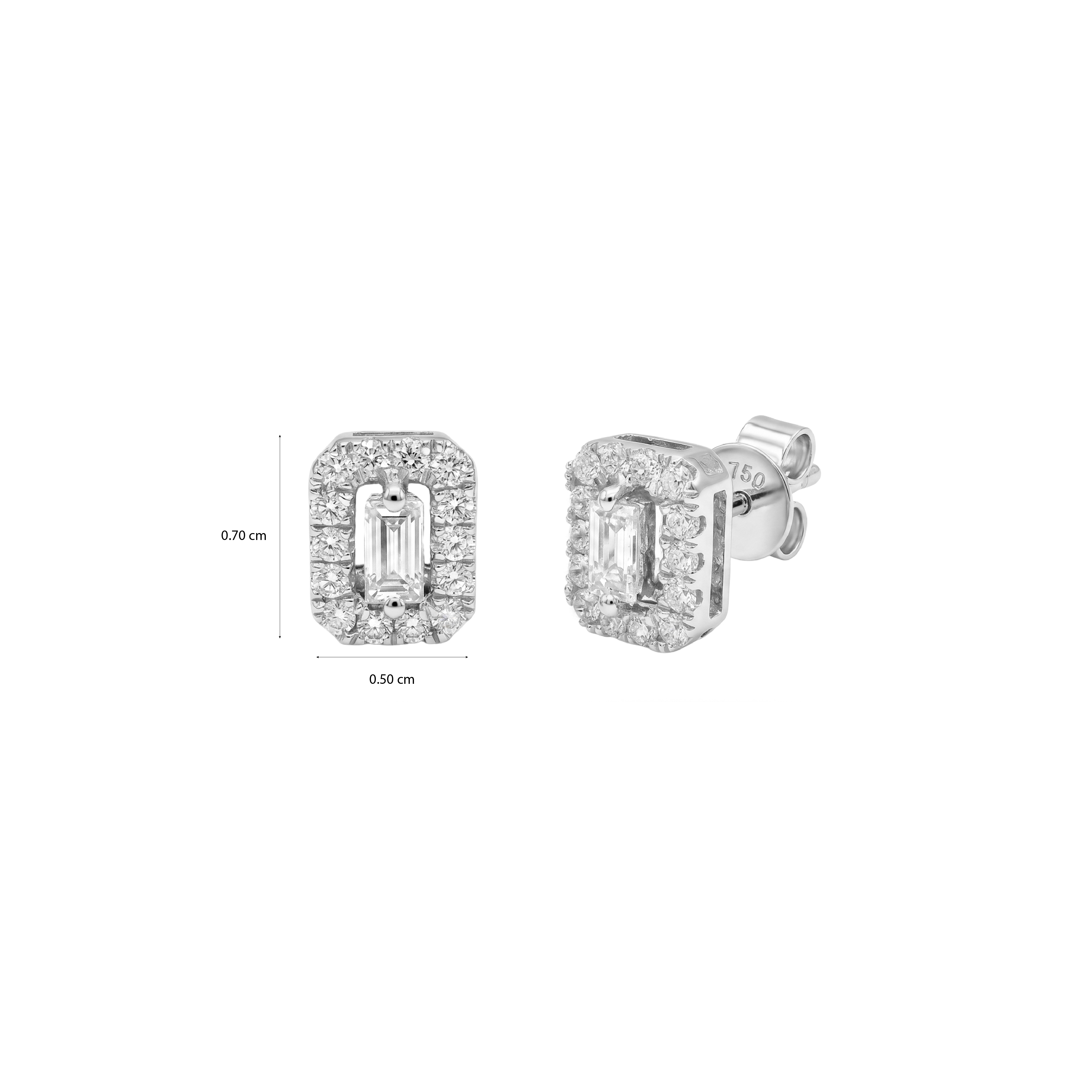 Emerald-Cut Diamond Halo Pendant & Earrings