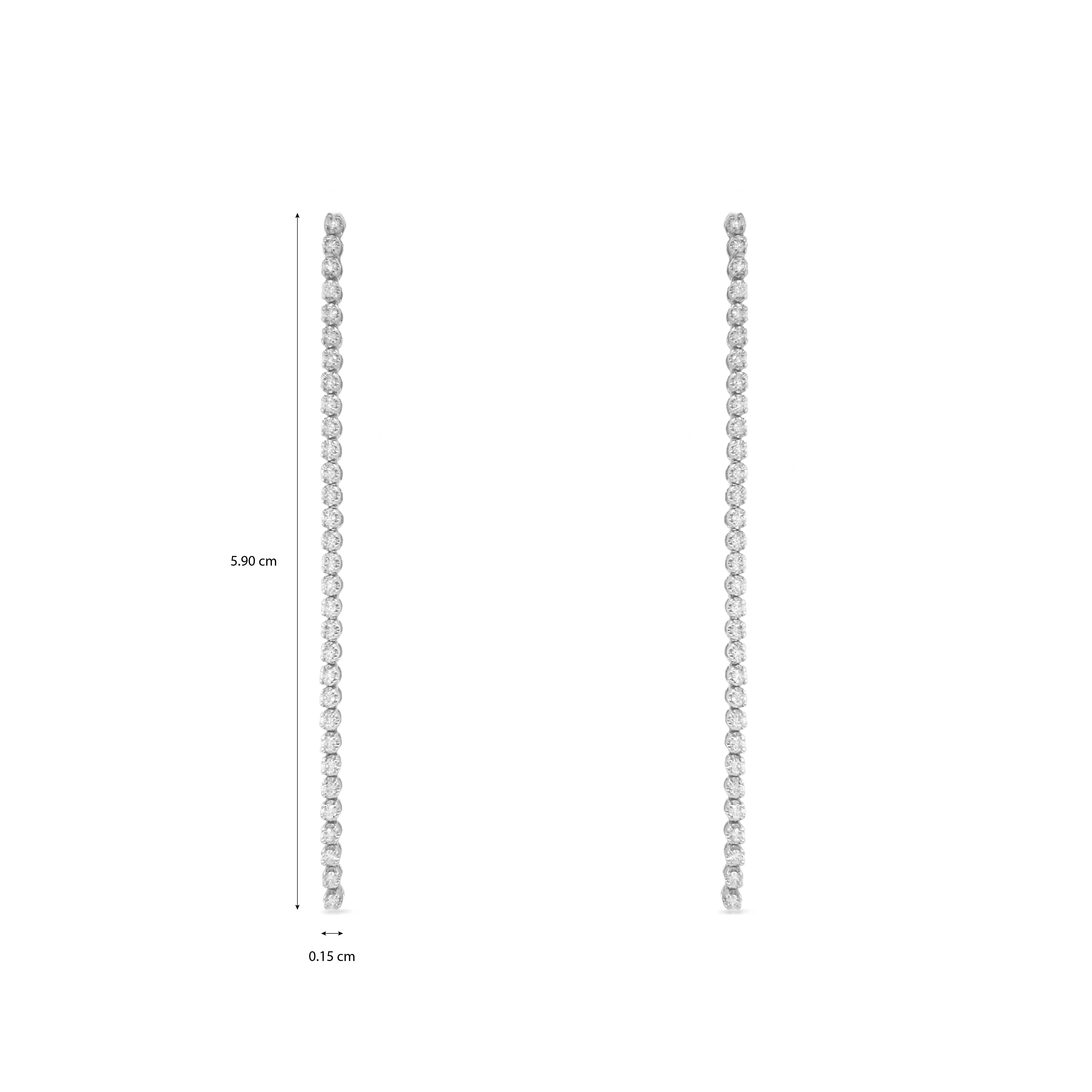 Long Drop Diamond Tennis Earrings