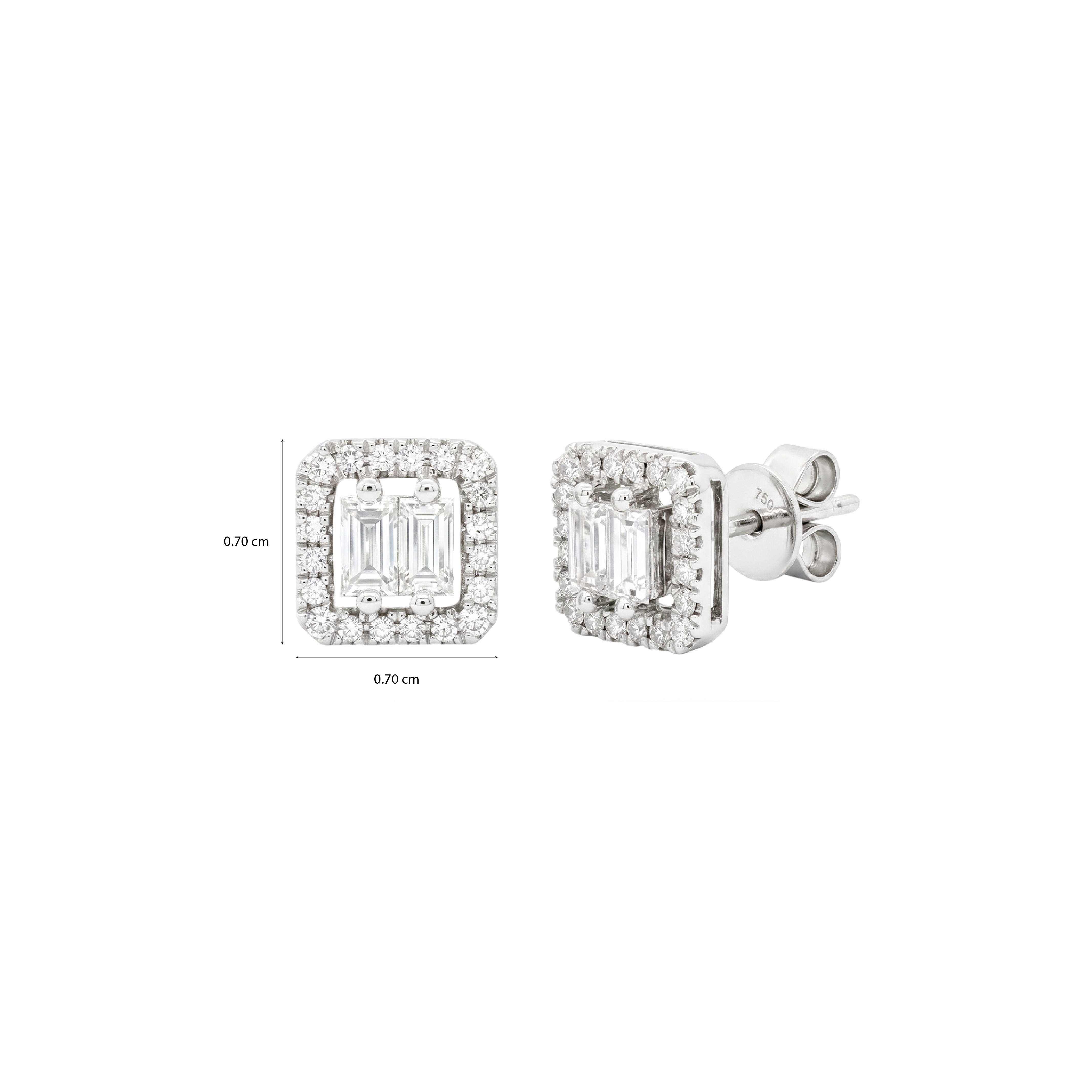 Square-Cut Diamond Halo Pendant & Earrings