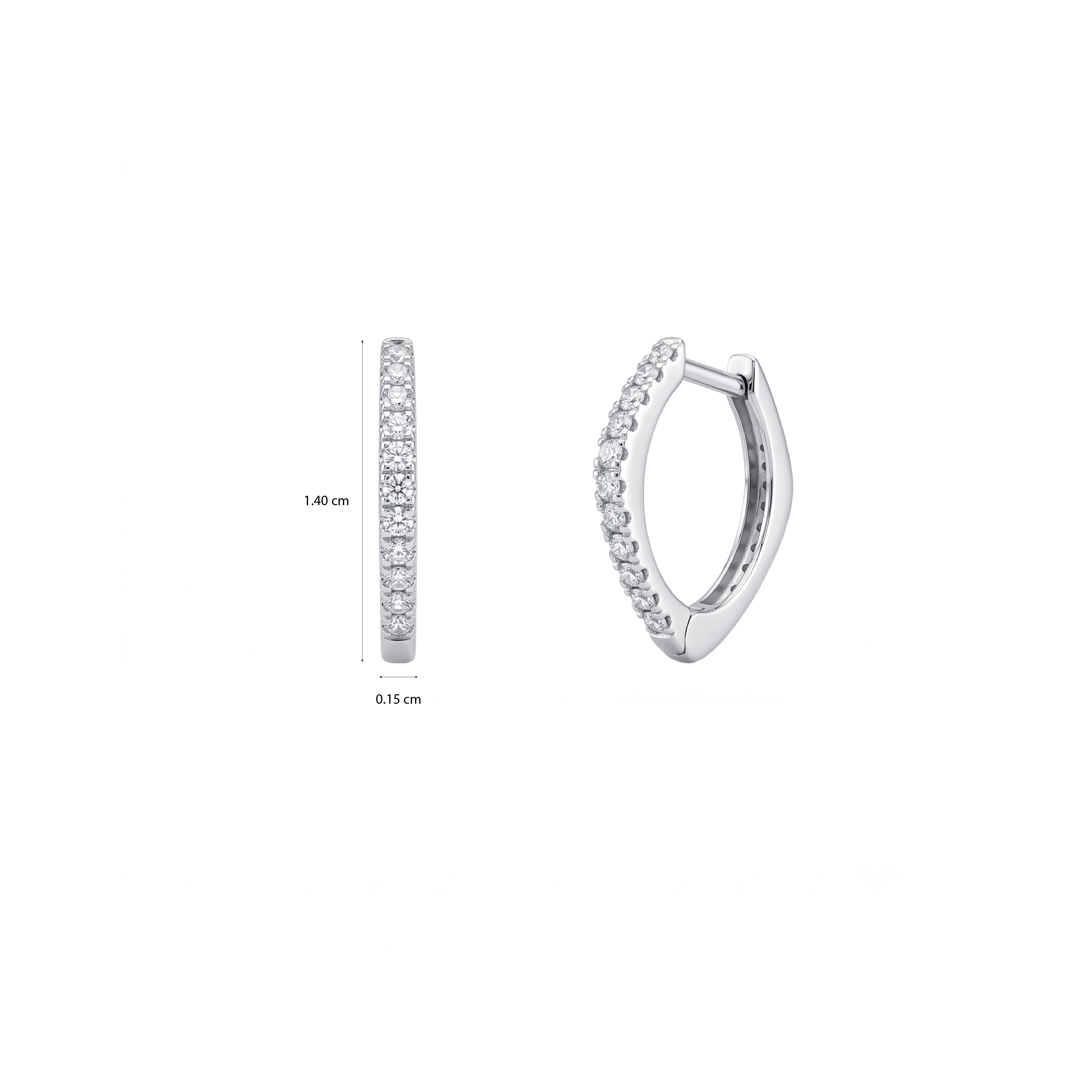 Square Round Diamond Huggie Earrings