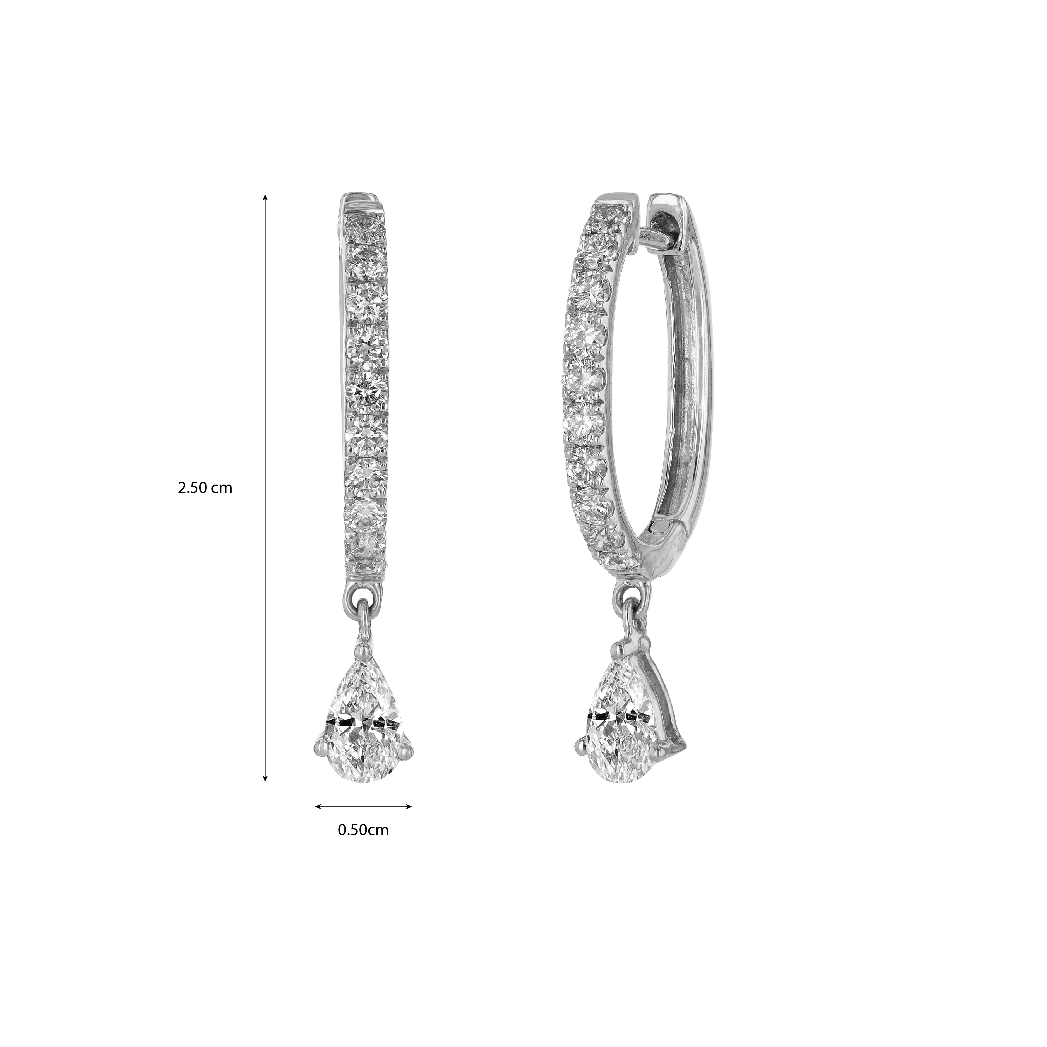 Round and Pear Huggie Diamond Earrings