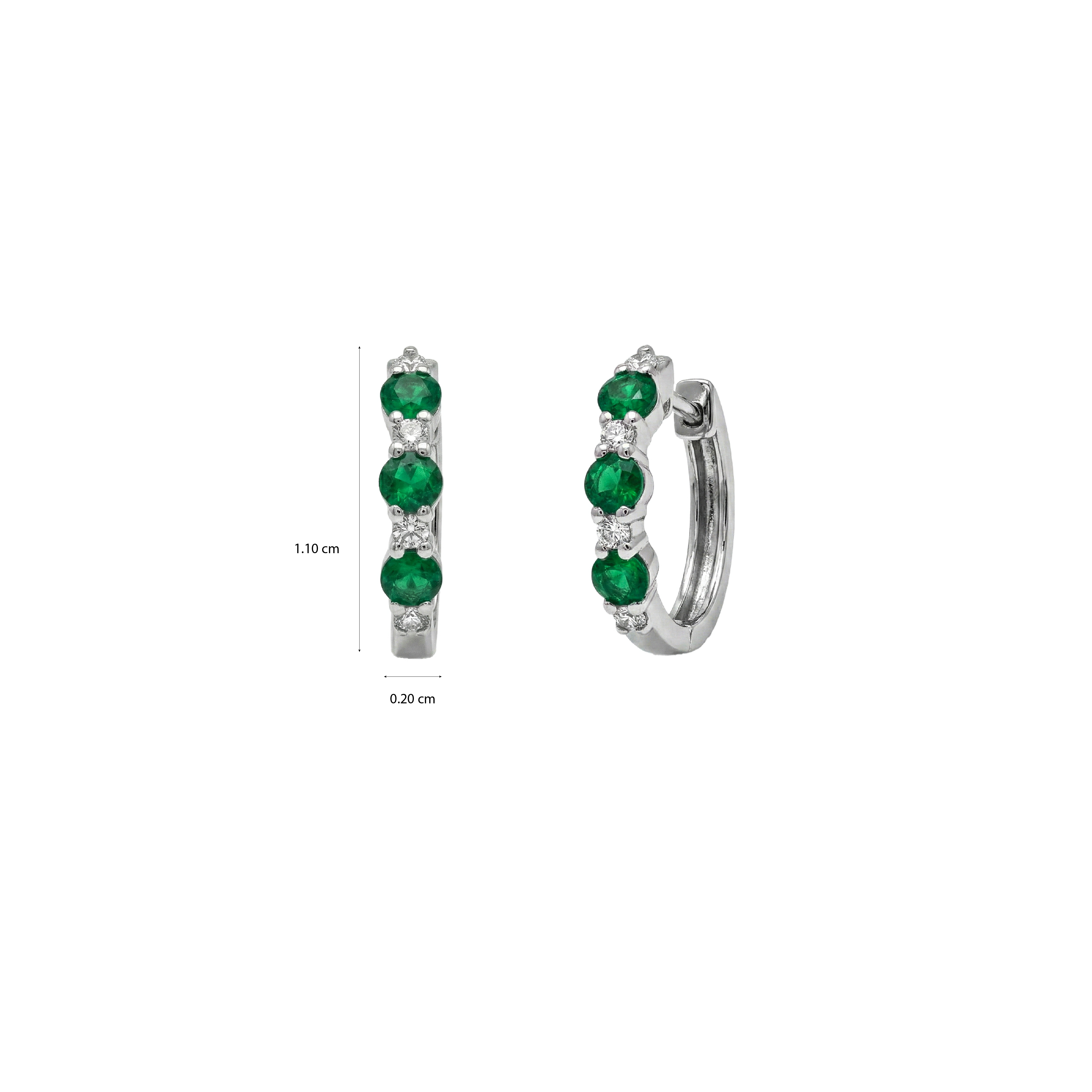 Diamond Hoop Earrings - Ruby, Emerald, Sapphire