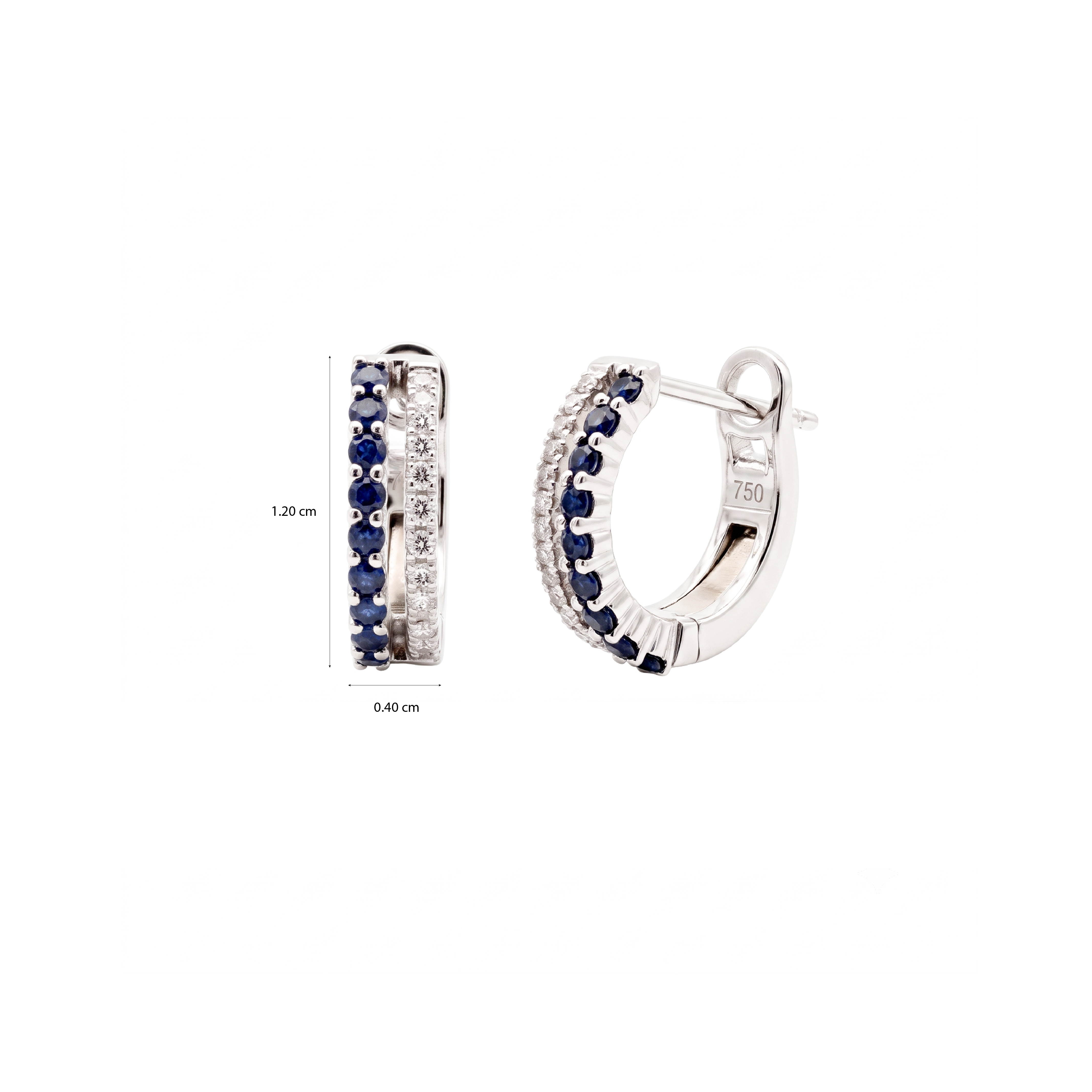 Round Diamond Hoop Earrings - Ruby, Emerald, Sapphire
