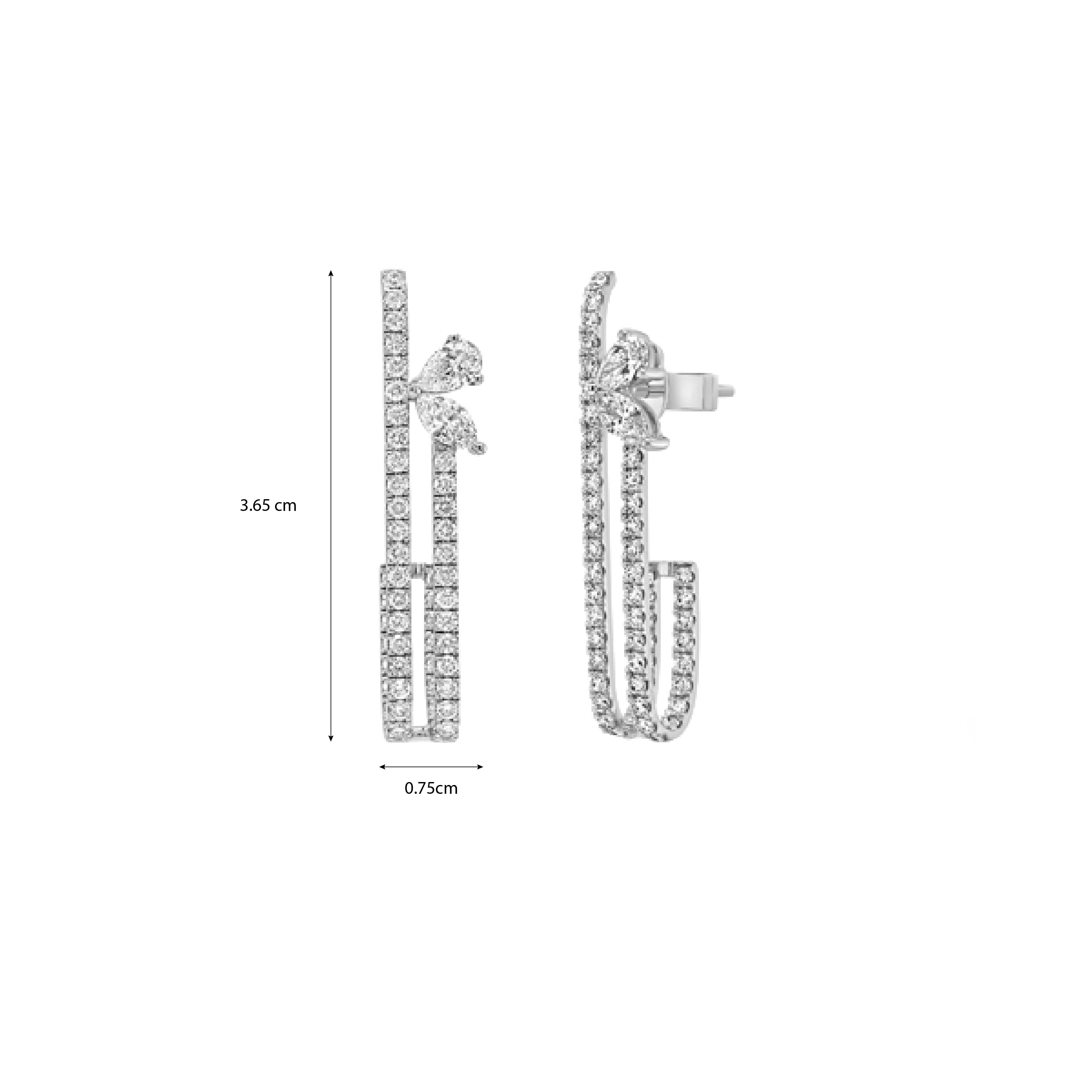 Rectangular Marquise Pear Diamond Earrings