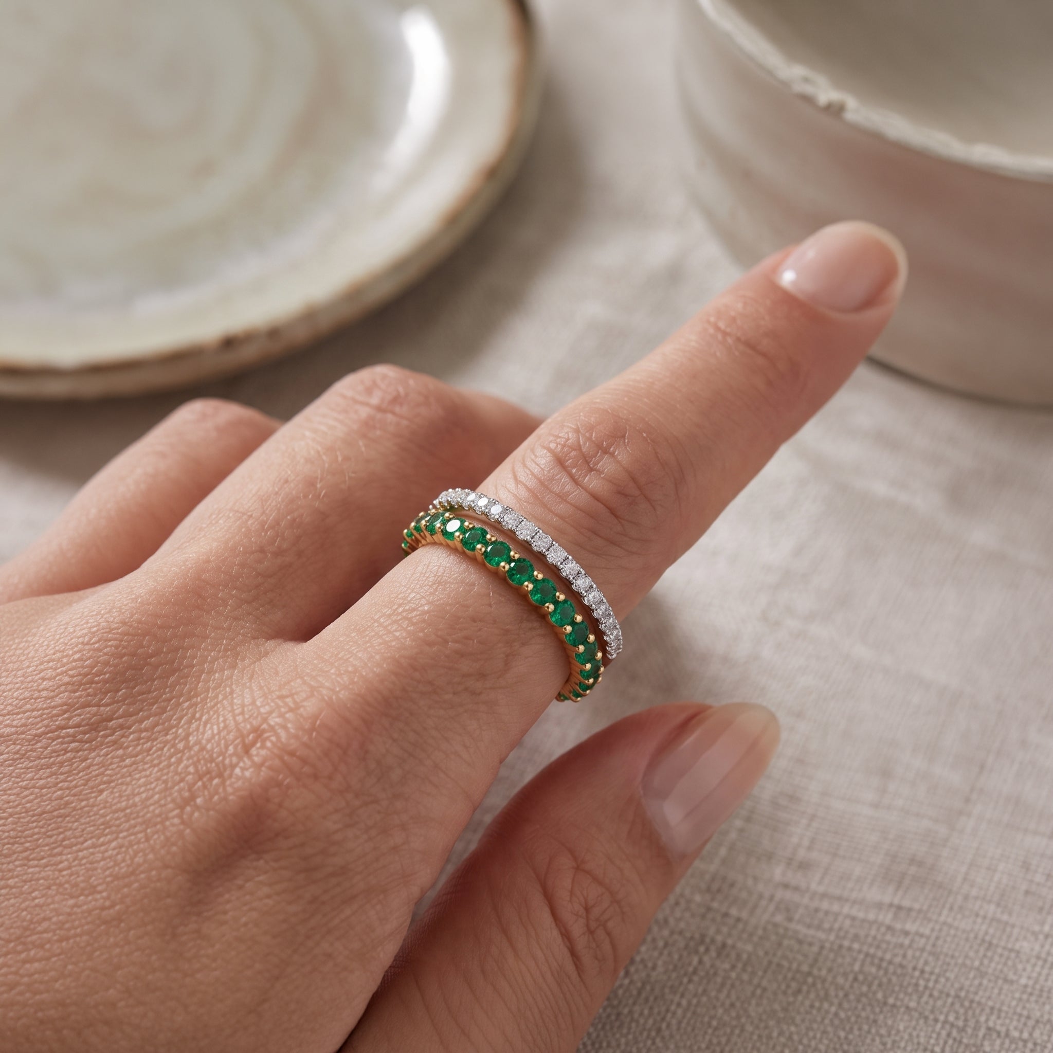 Round Diamond Ring - Ruby, Emerald, Sapphire