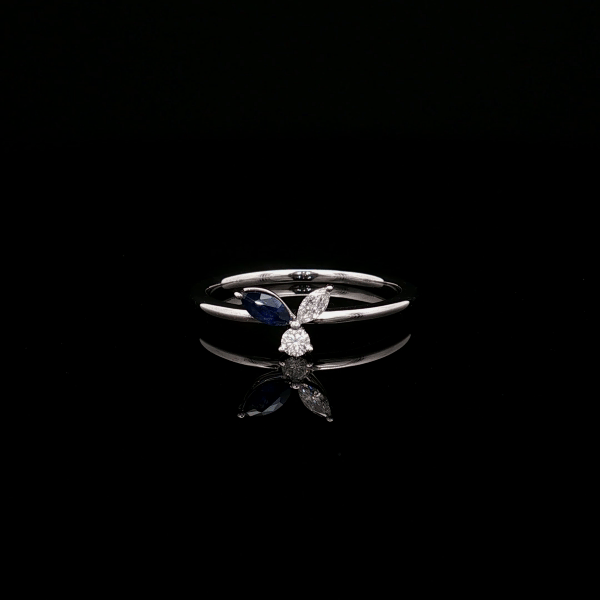 Leaf Sapphire Marquise Diamond Ring