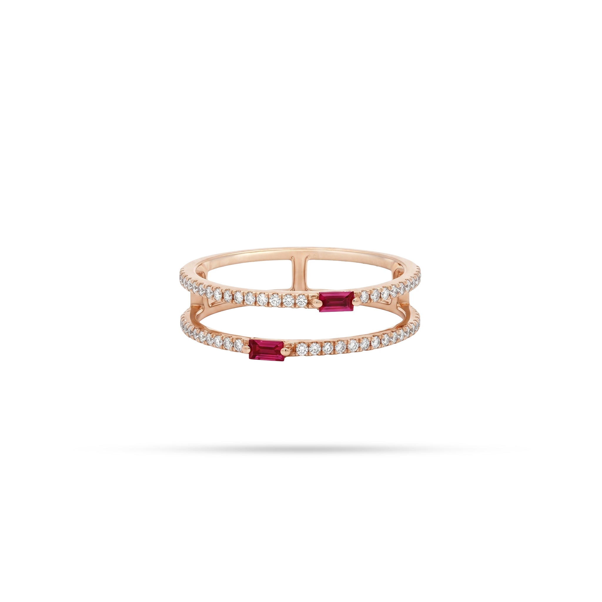 Two Layer Round Diamond Ring - Ruby, Sapphire