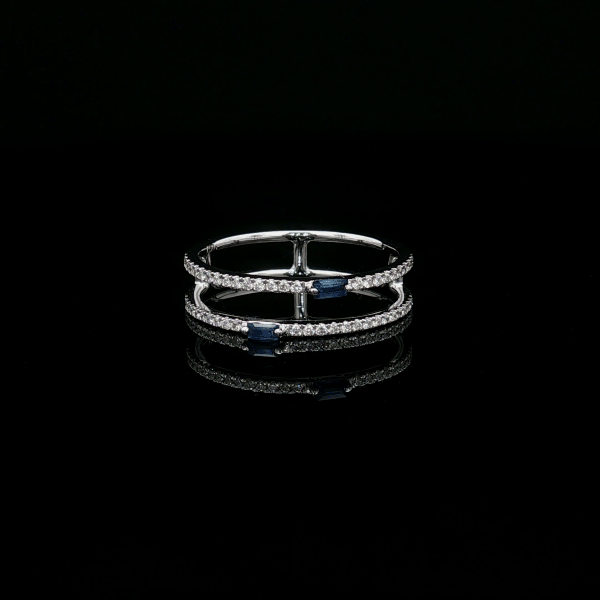 Two Layer Round Diamond Ring - Ruby, Sapphire
