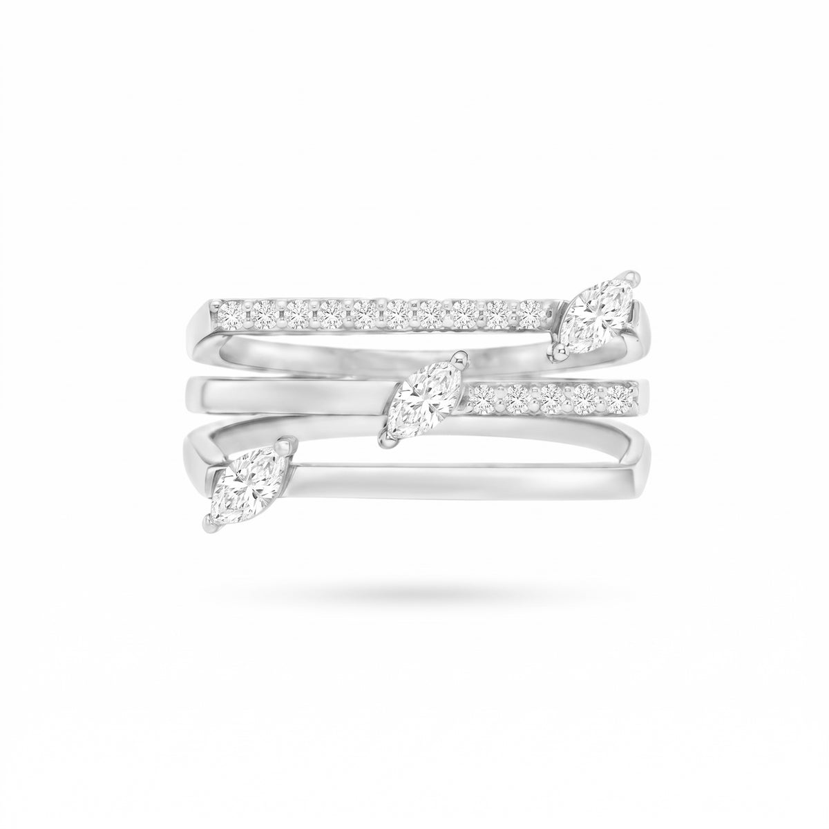 3 Layer Marquise Round Diamond Ring