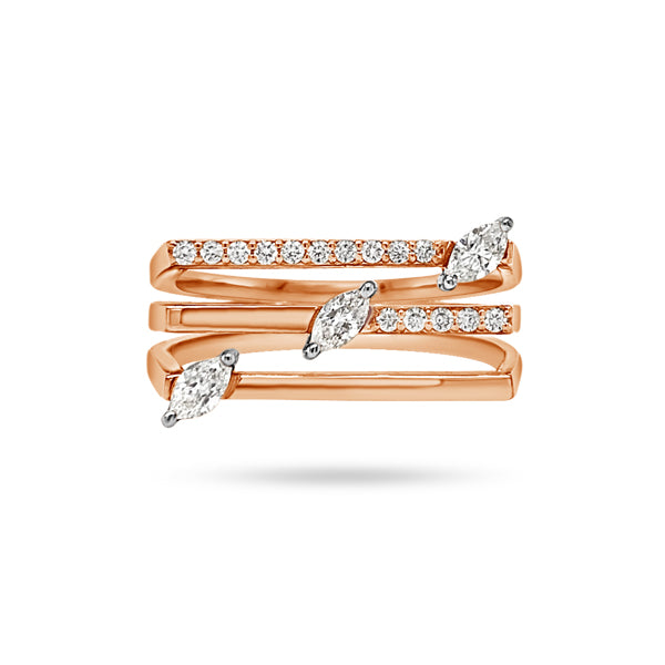 3 Layer Marquise Round Diamond Ring