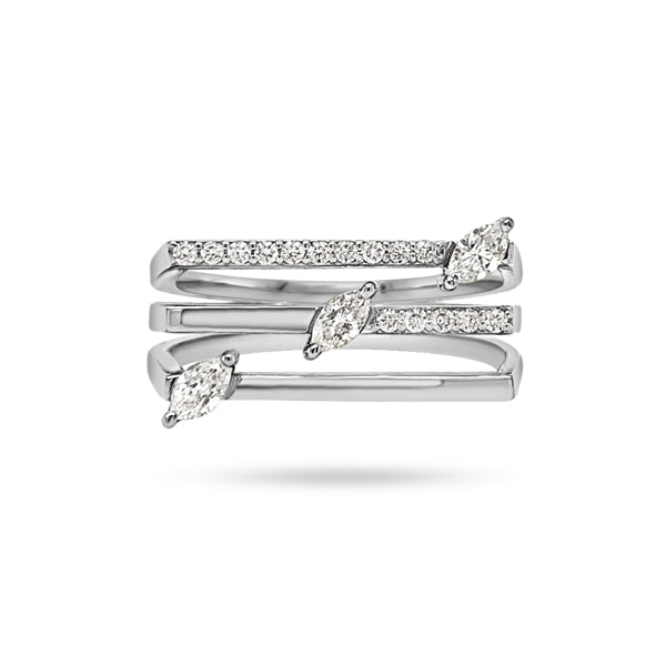 3 Layer Marquise Round Diamond Ring