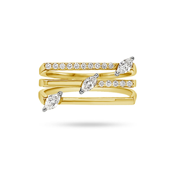3 Layer Marquise Round Diamond Ring