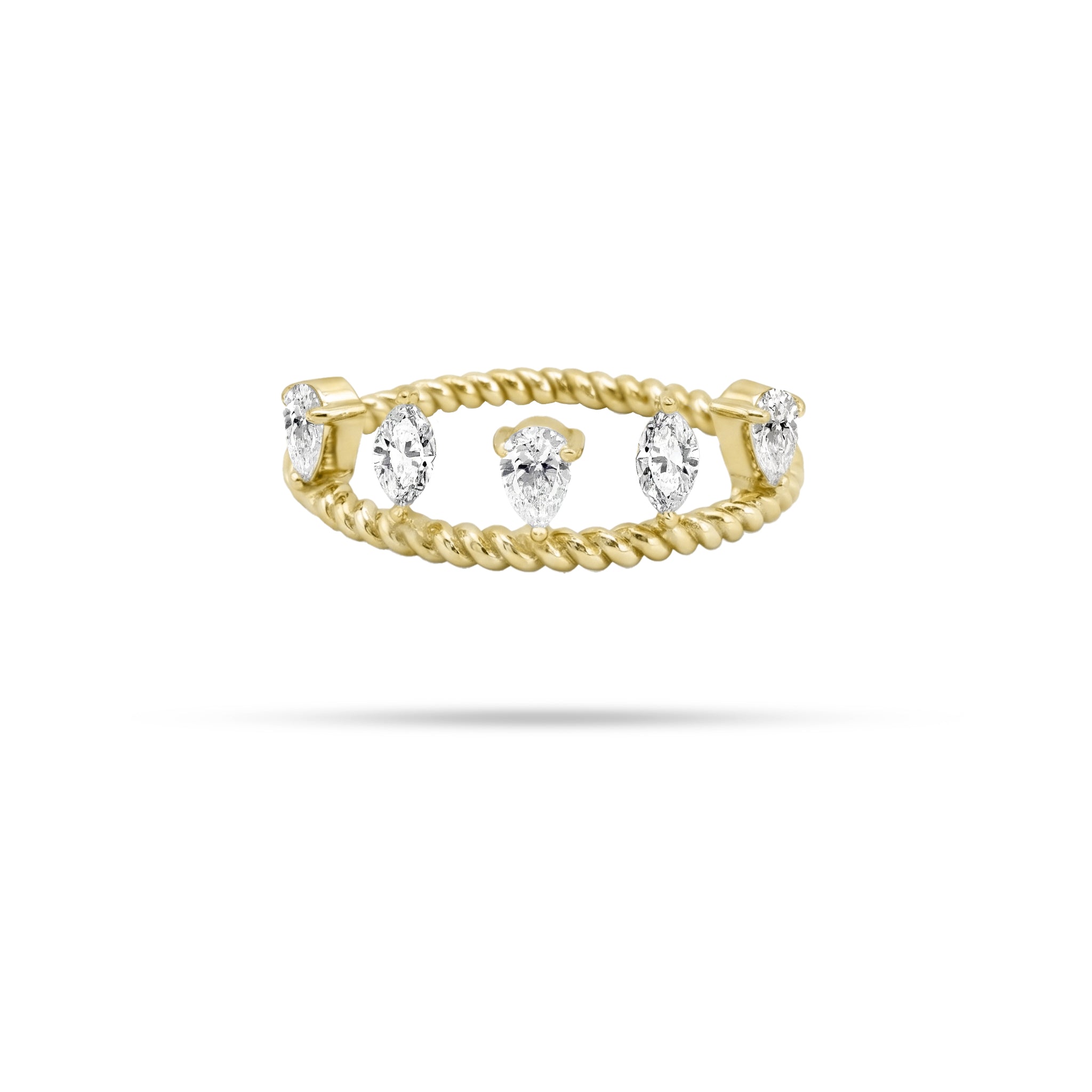Dangling Rope Pear And Marquise Diamond Ring