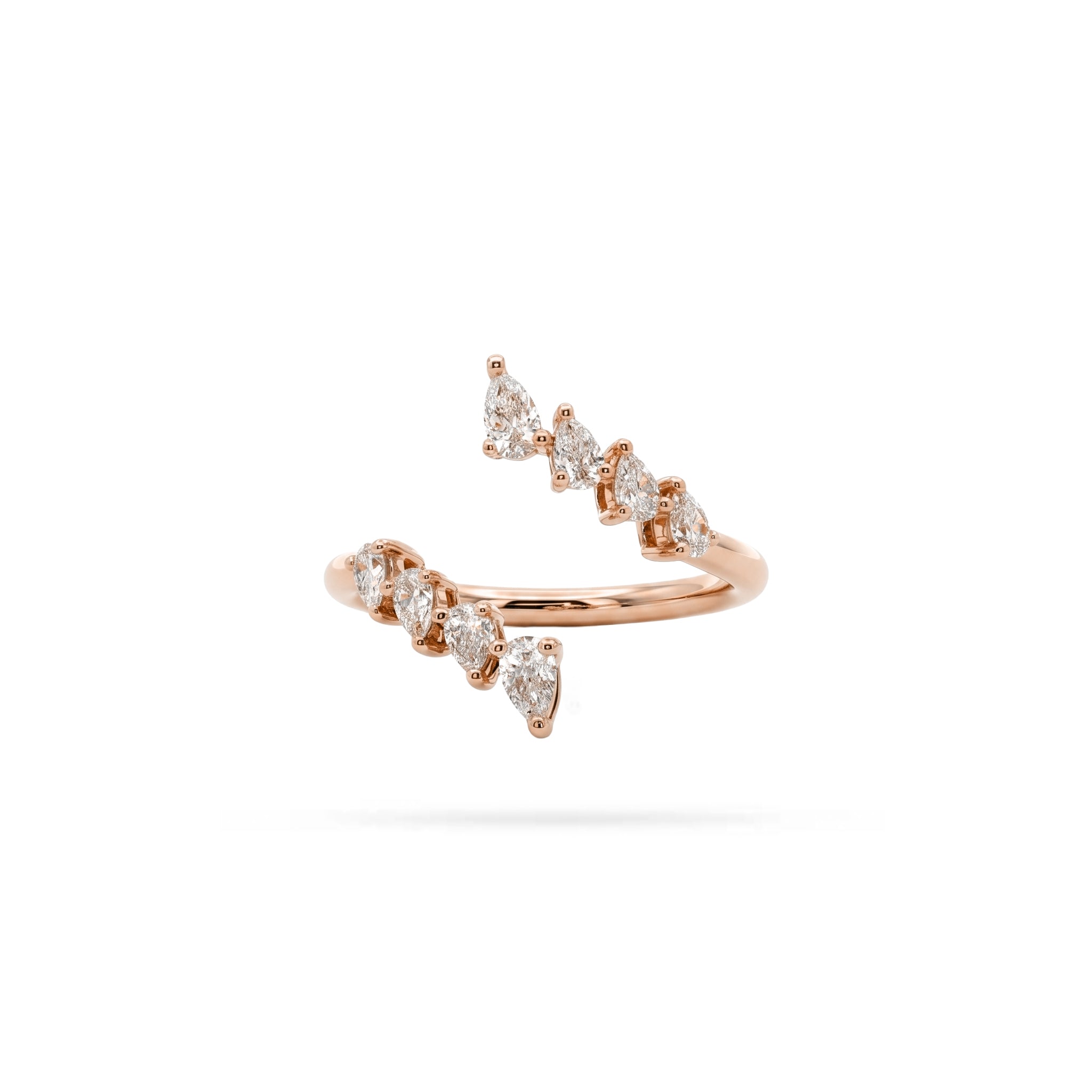 Cross Over Pear Diamond Ring