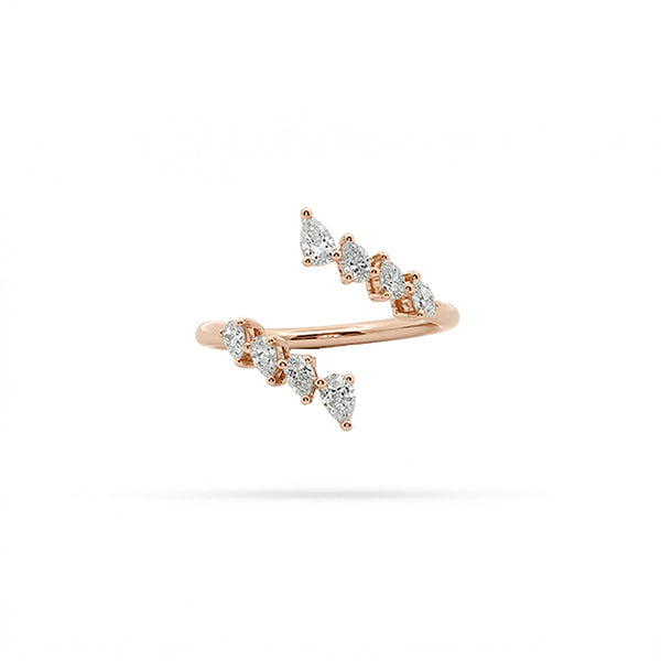 Cross Over Pear Diamond Ring