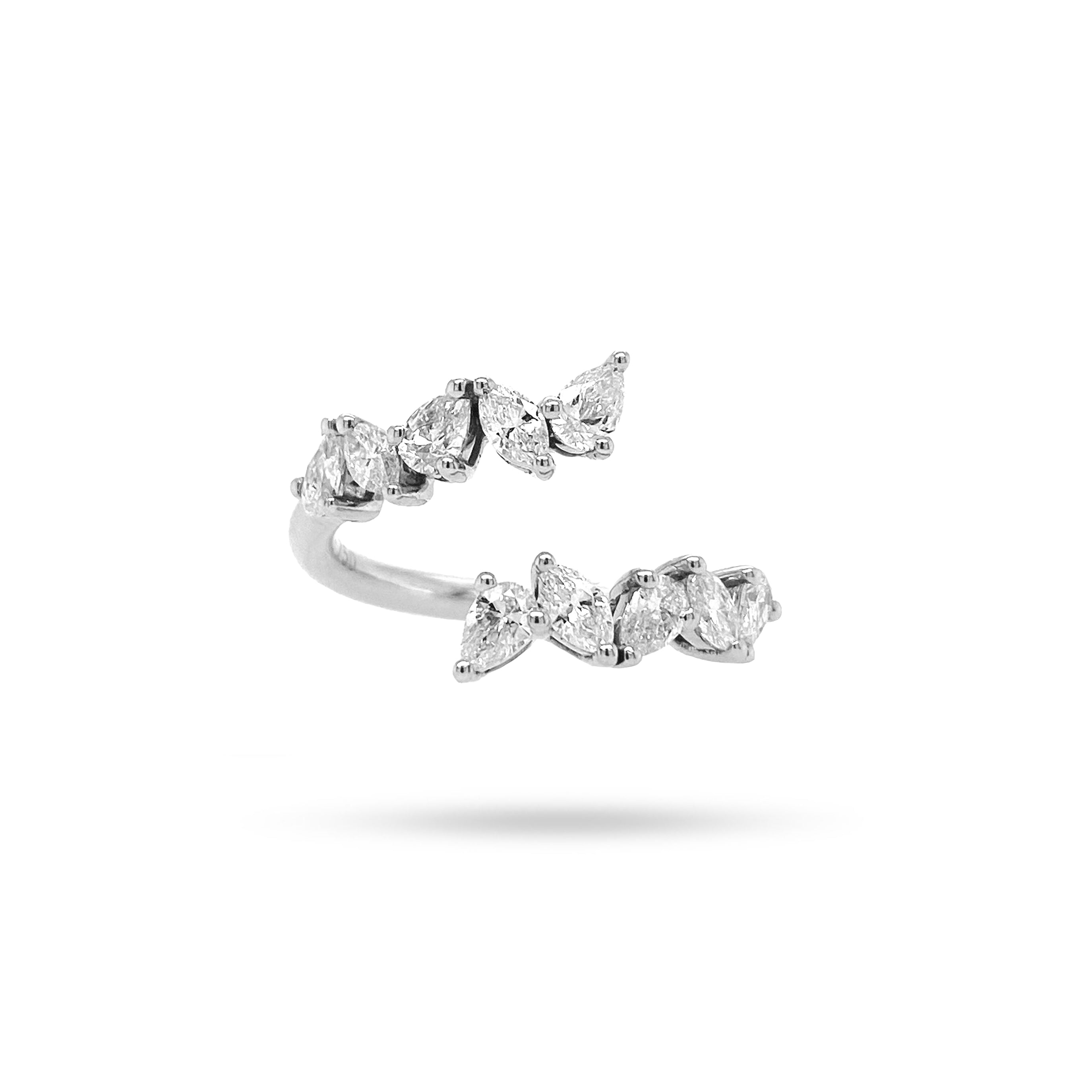 Messy Pear And Marquise Diamond Crossover Ring