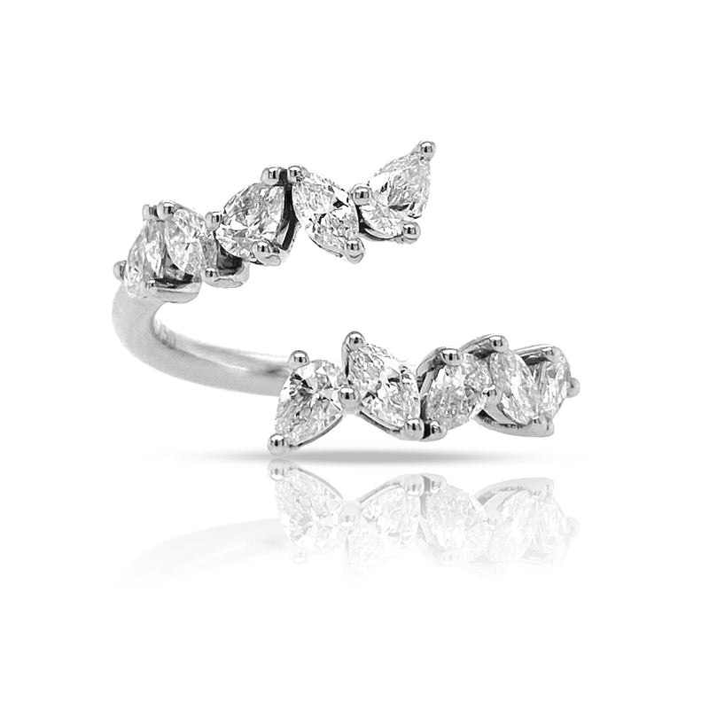 Messy Pear And Marquise Diamond Crossover Ring