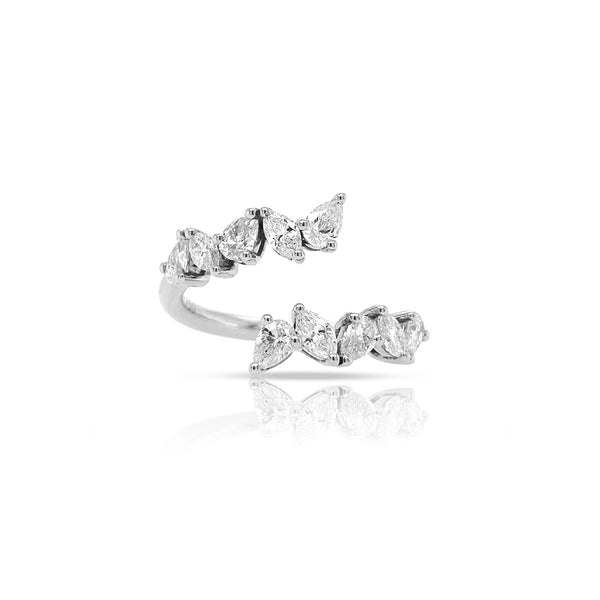 Messy Pear And Marquise Diamond Crossover Ring