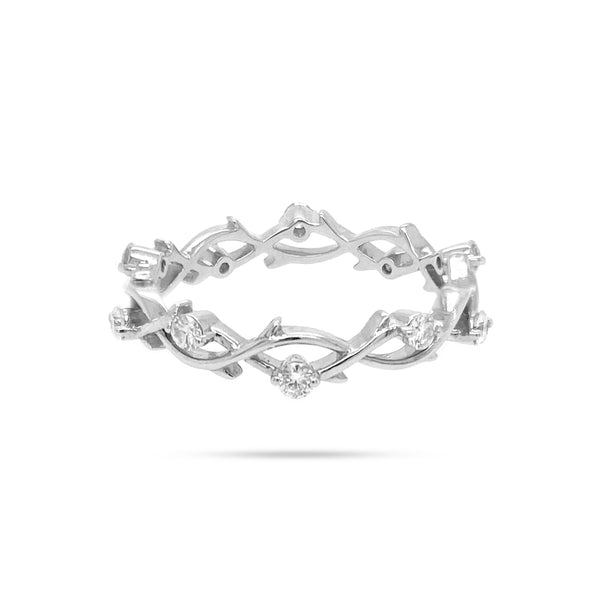 Vine Leaf Round Diamond Ring