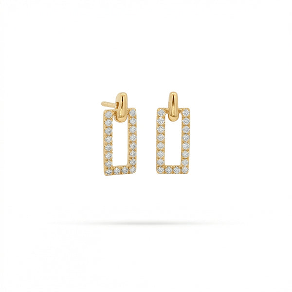Dangling Rectangular Round Diamond Earrings